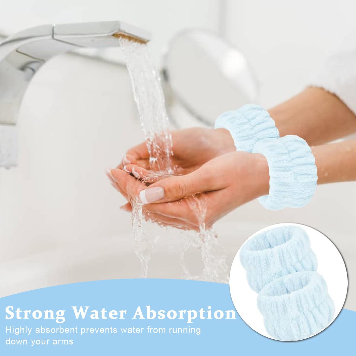 MAYCREATE Spa Headband Wristband Combo for Women Girls Face Washing, Sunflower Sponge Facial Skincare Headband Makeup Hairband Coral Fleece Wrist Washband Set - Blue MAYCREATE Spa Headband Wristband Combo for Women Girls Face Washing, Sunflower Sponge Facial Skincare Headband Makeup Hairband Coral Fleece Wrist Washband Set - Blue